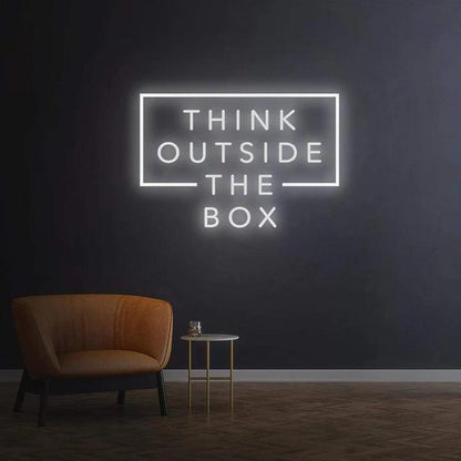 Think Outside the Box - LED Neon Sign-Neonsigns-45 x 90 cm-White-Neon Brothers