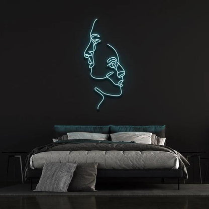 TWO FACES - LED NEON SIGN-Neonsigns-45 x 90 cm-Ice Blue-Neon Brothers