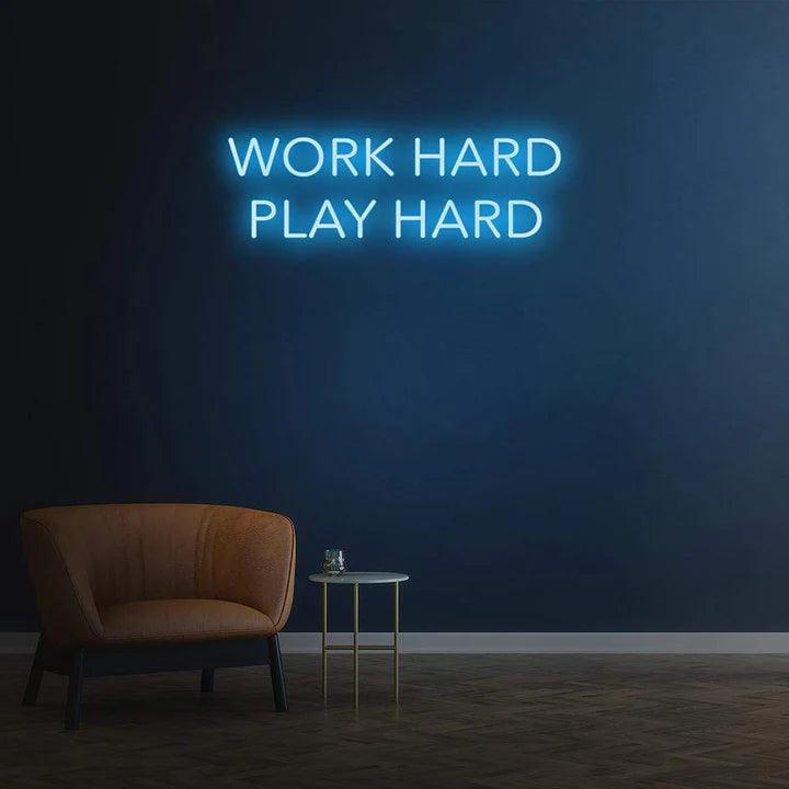 WORK HARD PLAY HARD NEON SIGN-Neonsigns-Ice Blue-45 x 90 cm-No-Neon Brothers