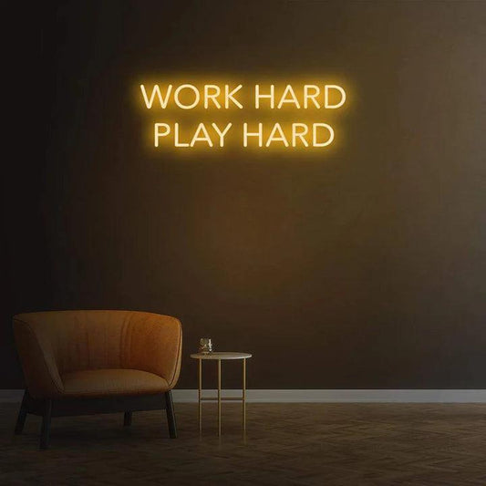 WORK HARD PLAY HARD NEON SIGN-Neonsigns-Orange-45 x 90 cm-No-Neon Brothers