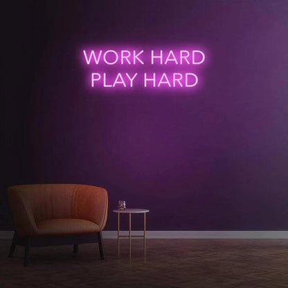 WORK HARD PLAY HARD NEON SIGN-Neonsigns-Pink-45 x 90 cm-No-Neon Brothers