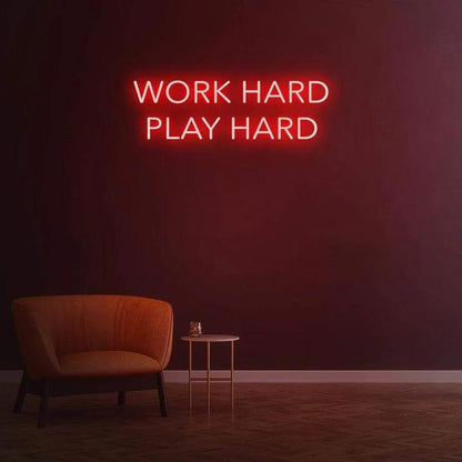 WORK HARD PLAY HARD NEON SIGN-Neonsigns-Red-45 x 90 cm-No-Neon Brothers