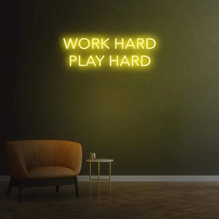 WORK HARD PLAY HARD NEON SIGN-Neonsigns-Yellow-45 x 90 cm-No-Neon Brothers